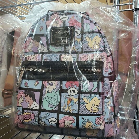 LOUNGEFLY DISNEY THE LITTLE MERMAID COMIC AOP MINI BACKPACK NEW WITH TAGS